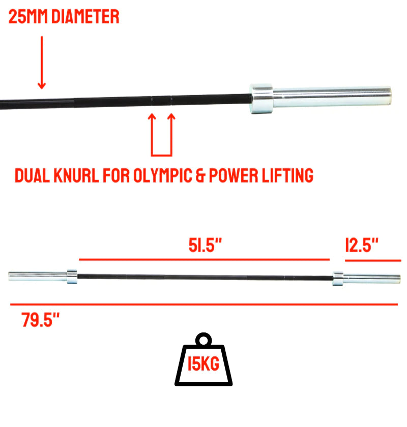 Women's Olympic Bar Pro 190 kpsi, 25 mm, 15kg IN STOCK