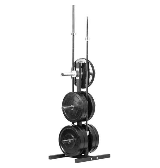 Tall Vertical Bumper Plate Tree with 2 Bar Holders