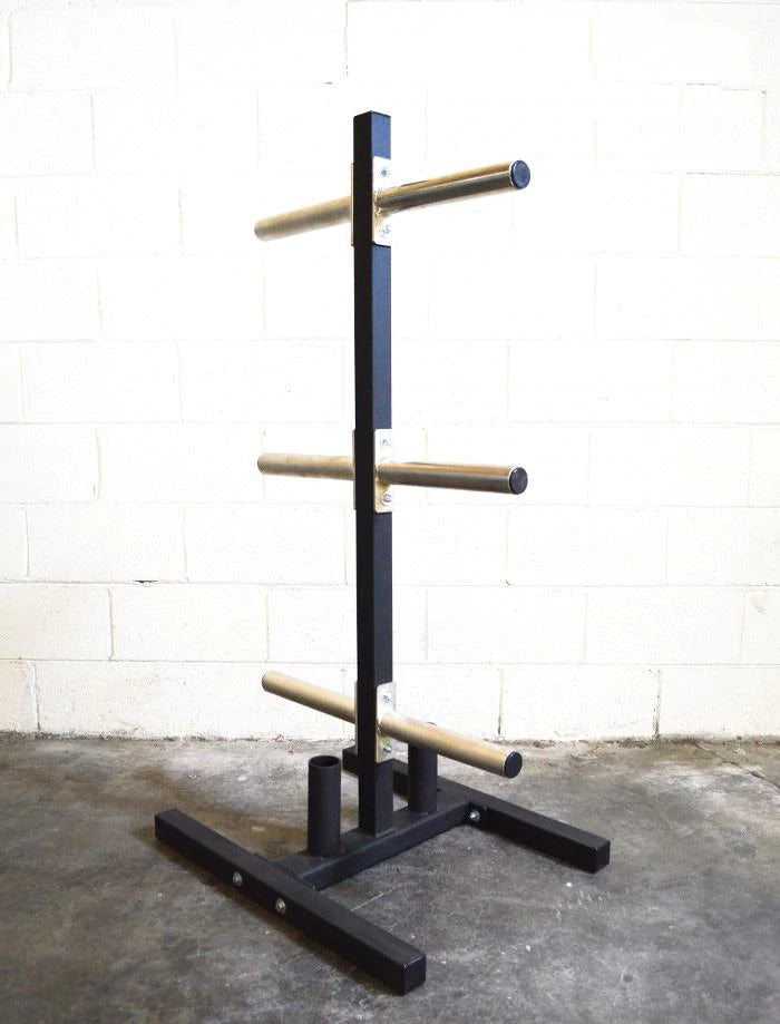 Tall Vertical Bumper Plate Tree with 2 Bar Holders