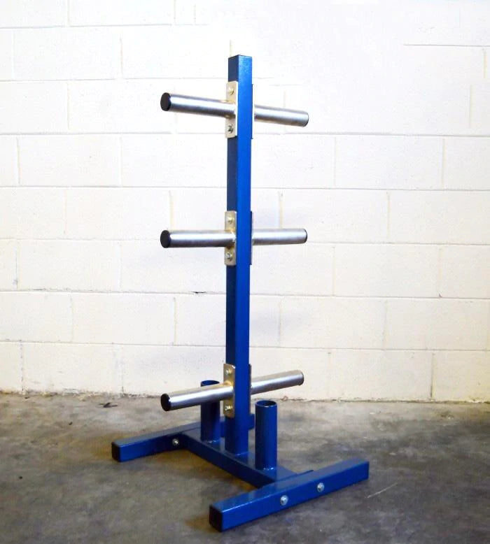 Tall Vertical Bumper Plate Tree with 2 Bar Holders