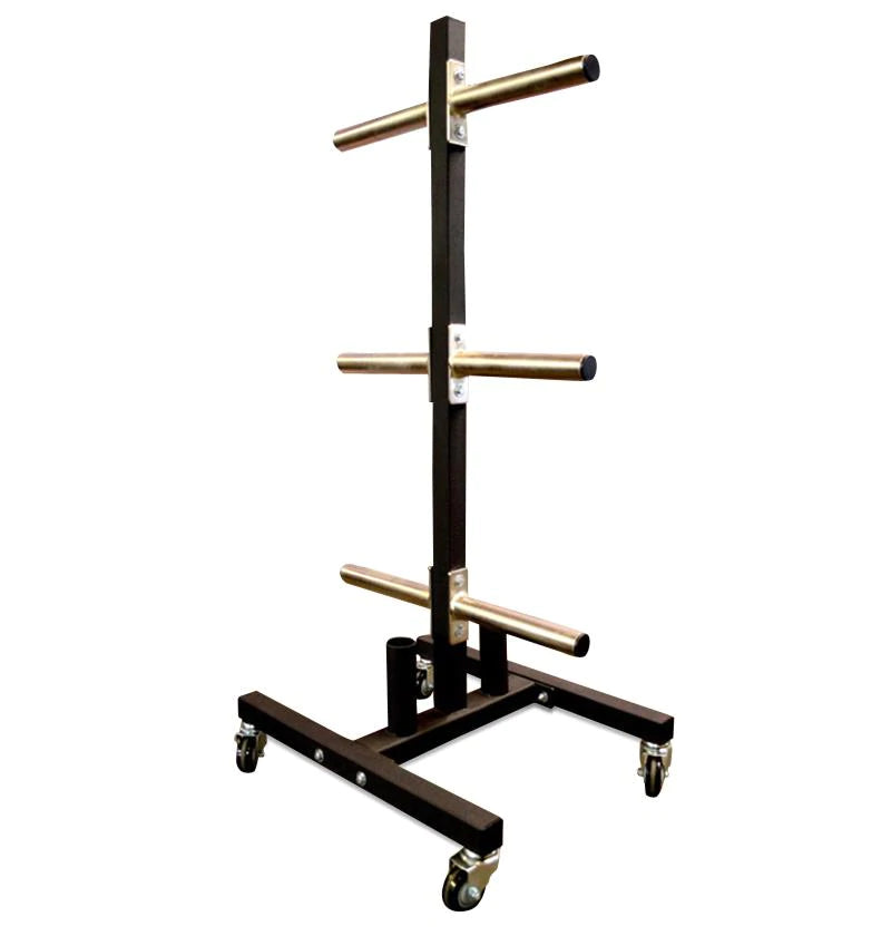 Tall Vertical Bumper Plate Tree with 2 Bar Holders